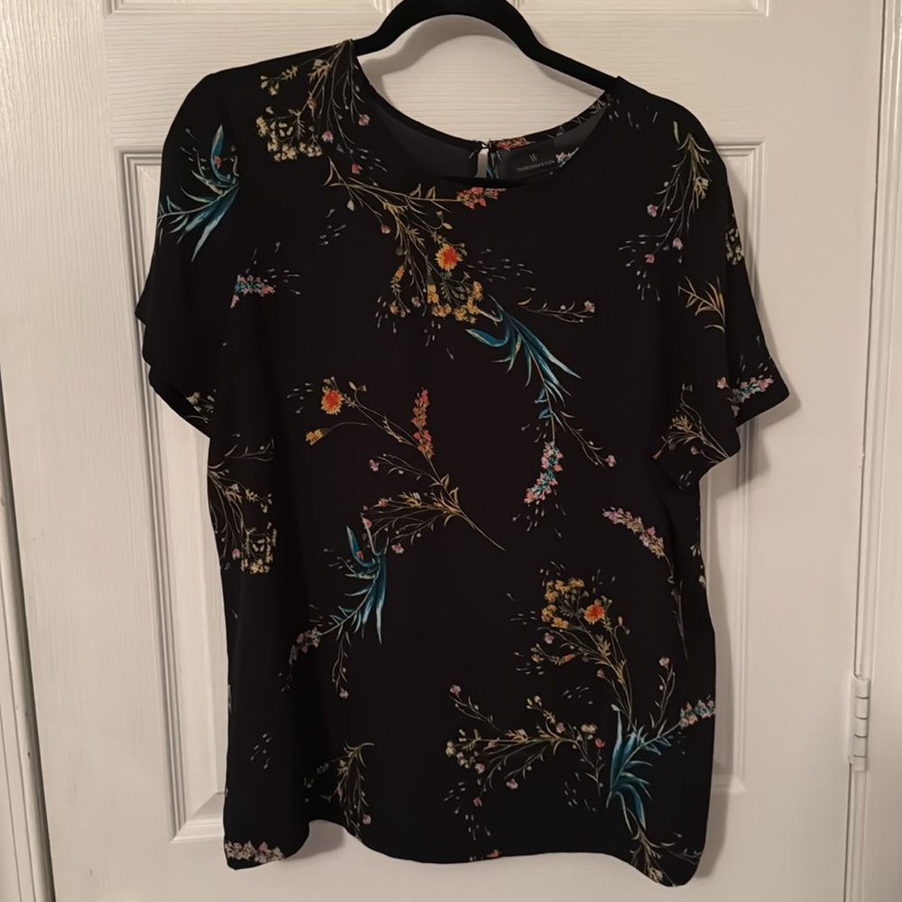 Worthington Blouse Size L Color Black Green